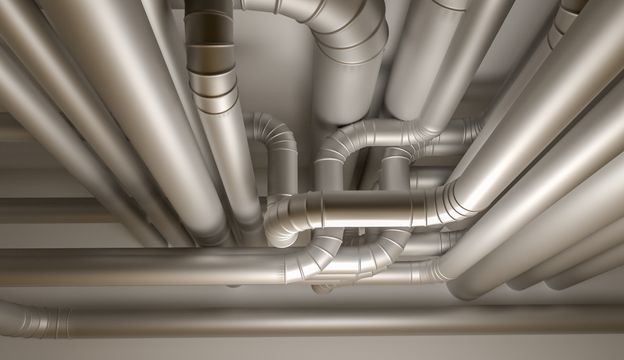 Pipes and Ducting on HVAC commercial unit we installed in Sonoma County, CA